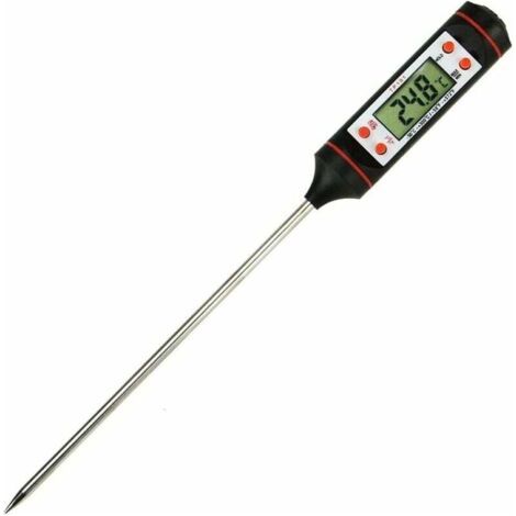 Thermomètre Cuisson Thermomètre de Cuisine Thermometre à Viande Sonde Ultra-Longue de Lecture Instantanée avec Bouton ° C / ° F - Grill, BBQ, Steak, Bonbons, Lait, Eau Bain Patisserie, (1/5)