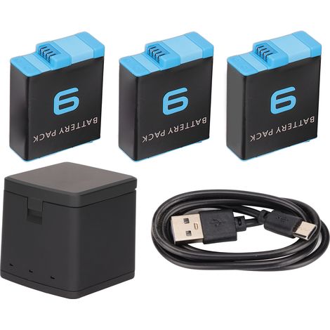 Chargeur triple batterie pour appareil photo AHDBT-901, avec 3 accus et 3 canaux de charge (1/5)
