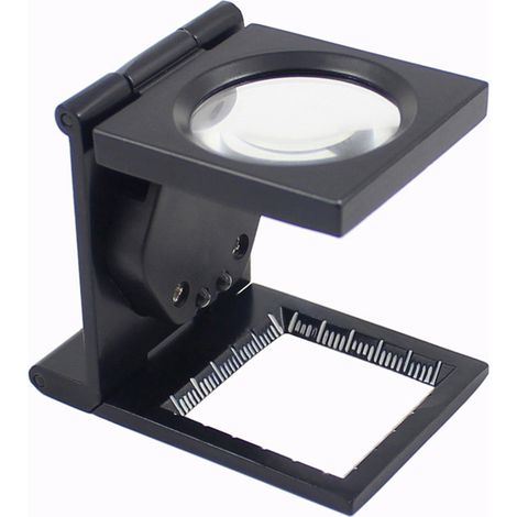 Loupe compte-fils pliant pliable avec monture en métal peint en noir (1/5)