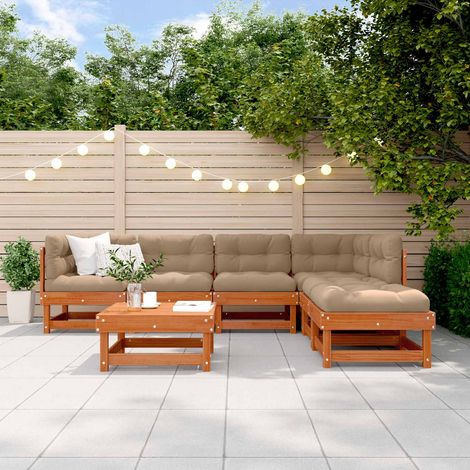 vidaXL Ensemble de salon de jardin 7 pcs Brun cire Bois de pin massif (1/5)