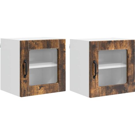 Maison Exclusive - Cabinet de vidrio para pared PORTO 2 pcs Roble