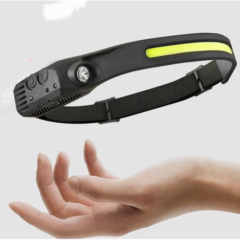 Lampe frontale à LED, lampe frontale rechargeable par USB, 500 lumens, détecteur de mouvement COB LED, 1 modes d'éclairage,IPX4 étanche pour enfants, adultes, course, camping, pêche, chasse--lumière b