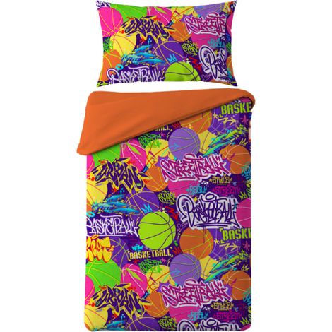 Copripiumino Sacco Piumone Freestyle Per Ragazzi 100% Cotone Digitale Basket, misuraPiazza E MezzacoloreBasket
