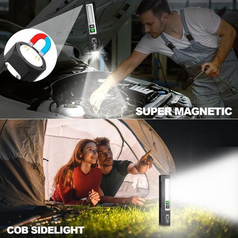 Hochleistungsfähige, wiederaufladbare Taschenlampen – Kleine, ultrahelle magnetische Taschenlampe mit 8 Leuchtmodi, taktische LED-Taschenlampe, leistungsstarke Zwei-Knopf-Taschenlampe für (1/5)