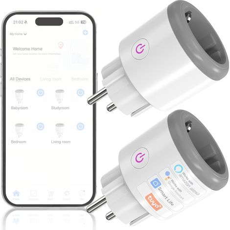 Prise Connectée WiFi 16A Type F - Suivi de Consommation Prise WiFi Intelligente, Télécommande, Commande Vocale, Fonction Minuterie, Compatible 2,4 GHz (1/5)
