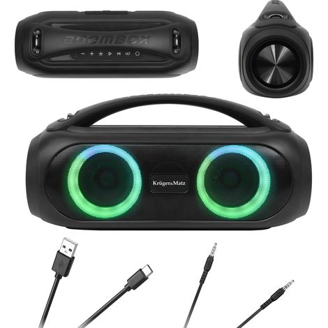 Altavoz Bluetooth USB AUX FM TWS Kruger&Matz IPX5 retroiluminado JOY 2