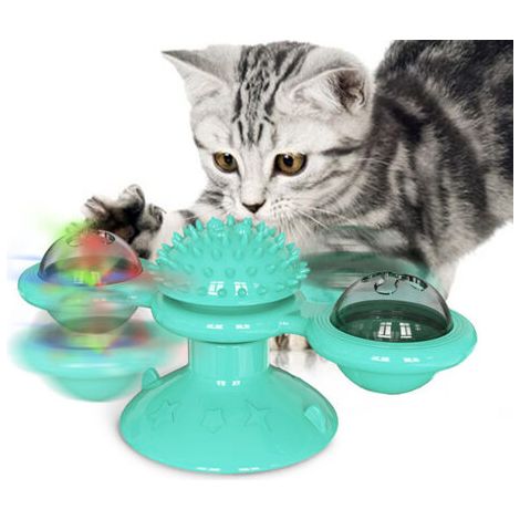 VtiziklJouets pour Chats,Jouet Interactif pour Chat,Jouet Tourbillonnant,Chat Moulin à Vent Tourne-Disque Jouet pour Chat Jouet pour Chat Scratching Tickle Crazy Game Jeu Chat Fournitures(Bleu) (1/5)