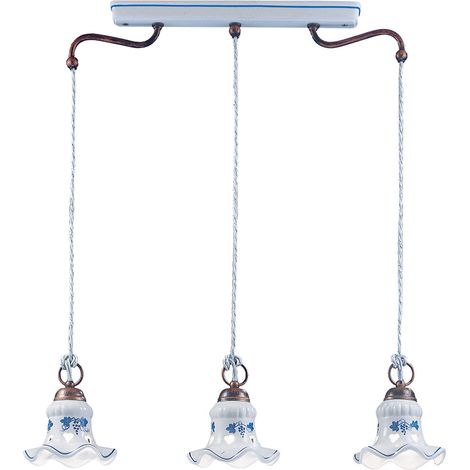 Lampadario Classico Chieti Metallo E Ceramica Nero Sfumato Argento 3 Luci E14 (1/5)