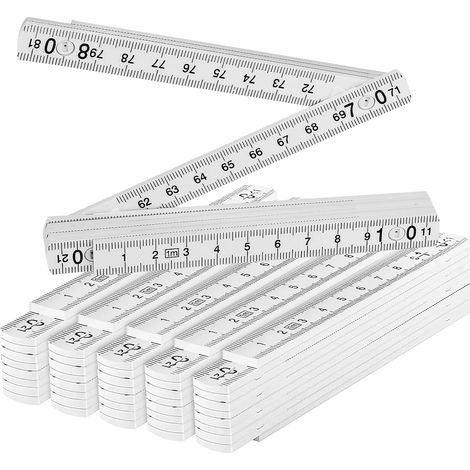 Regla Plegable - 1 Metro - 10 Segmentos - Doble Cara - Precisión en Milímetros - Resistente al Agua - Para Construcción y Dibujo - 6 Unidades (1/5)