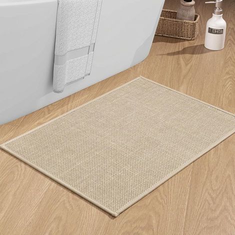 Tapis de bain Chakme antidérapant 43 x 61 cm avec dos en caoutchouc antidérapant lavable Tapis de bain Tapis de douche Beige (1/5)