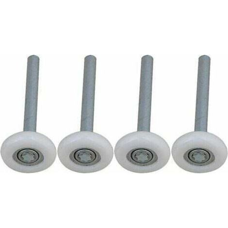 Lot de 4 roulettes de porte de garage nylon – Roulement à billes scellé – Tige 115mm – Pour portes automatiques et en bois massif