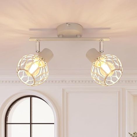 ZMH Spot Plafond LED 2 Éclairages Luminaire Gris E14 Métal 350° Pivotable Lampe Cuisine Projecteur Plafond Couloir Plafonnier Sans Ampoule (1/5)