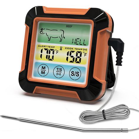 Thermomètre à viande numérique avec longue sonde, thermomètre de barbecue amélioré avec écran tactile LCD B (1/5)