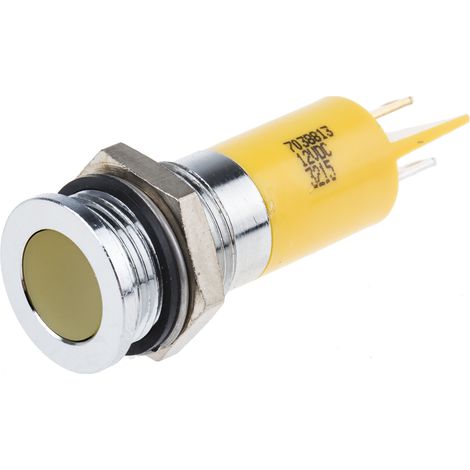 Voyant LED lumineux Jaune RS PRO, dia. 14mm, 12V c.c., IP67 ( Prix pour 1 ) (1/2)