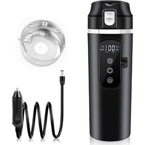 Bouilloire électrique de voyage pour voiture, 12V/24V, revêtement intérieur en acier inoxydable 304 de 500ml, convient aux voitures et aux camions. (1/5)