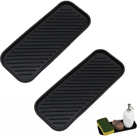 Porte-savon éponge, support d'évier de cuisine en silicone, fabriqué en silicone avec rainures de drainage antidérapantes, convient aux plateaux (noir).