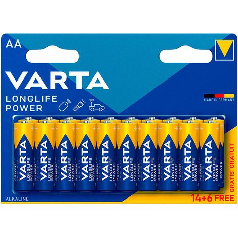 14+ 6 (gratuites) piles LR06/ LR6 AA VARTA LONG LIFE POWER (1/3)