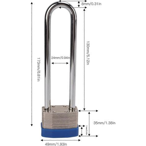 Cadenas de sécurité extra larges à combinaison 4 chiffres, laminés, avec anse longue, pour bagages, garages, entrepôts et remises. (1/4)