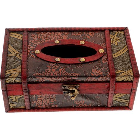 Boîte de Mouchoirs en Bois Vintage Élégant Rangement Facile, Résistant à l'usure, pour Salon et Chambre à Coucher Décor Rustique Classique Style (1/5)