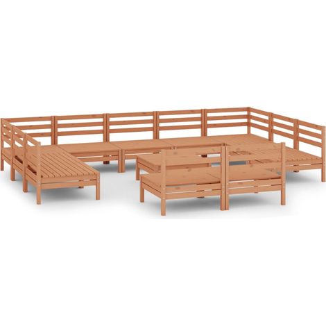 Juego muebles de jardín 12 pzas madera maciza pino marrón miel vidaXL (1/5)