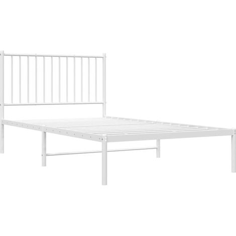 vidaXL Giroletto con Testiera Metallo Bianco 100x190 cm (1/5)