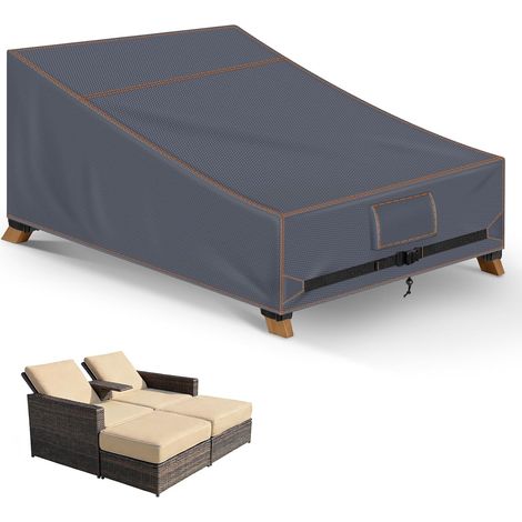 Housse Protection Transat Jardin Extérieur Double, Gris 210x150x40/90 cm (1/5)