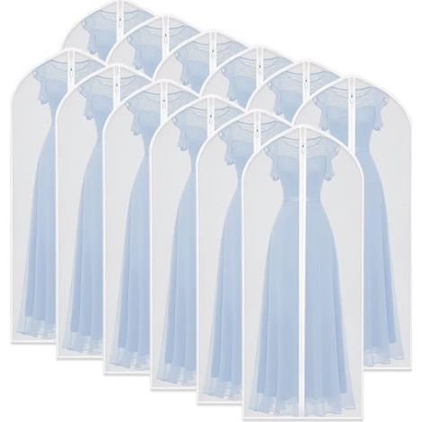 Kleidersäcke, 12 Stück, transparent, wasserdicht, staubdicht, Aufbewahrungsbeutel für Kleider, Anzüge, Abendkleider, waschbar, mit Reißverschluss (1/5)