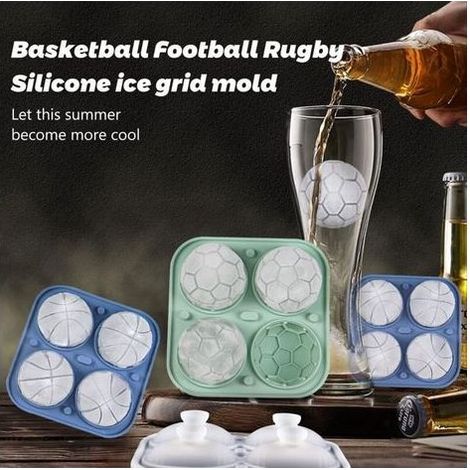 Silikon-Eiswürfelform, Eiswürfelform mit Deckel, Eiswürfelkugeln, 3er-Pack wiederverwendbare große Eiswürfelform (Blau) (1/5)