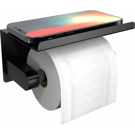 Porte-papier toilette auto-adhésif antirouille avec étagère sécurisée – Installation facile avec adhésif haute viscosité – Compatible avec tous les rouleaux (1/5)