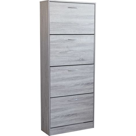 Scarpiera da interno con 4 sportelli a ribalta in legno Helena -  LightGrey