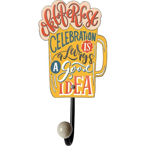 Signes Grimalt Beerfest Hanger 1 Knob Vintage Garderoben Wanddekoration aus orangefarbenem Metall – 16 x 14 x 7 cm