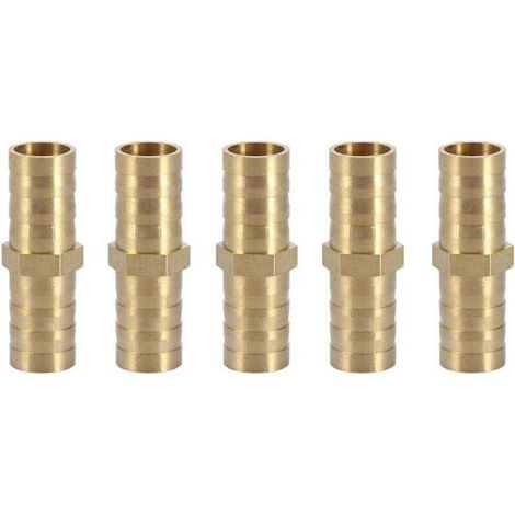 Raccord droit en laiton Ulisem, adaptateur de tuyau bidirectionnel, raccord de tuyau, connecteur de tuyau 10 mm (10 mm, 5 pièces) (1/4)