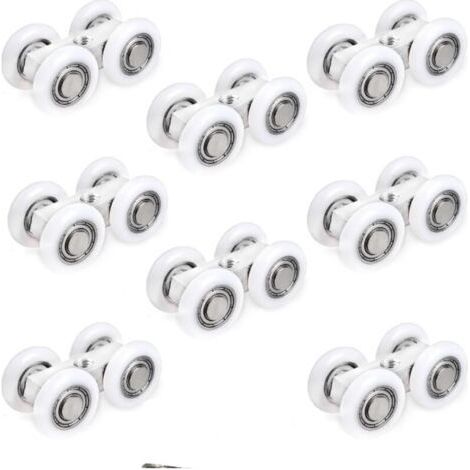 6.5 x 1.9 cm Sliding Door Rollers – Set of 8 Pieces, Rubber Wheels for Shower and Sliding Doors (1/5)