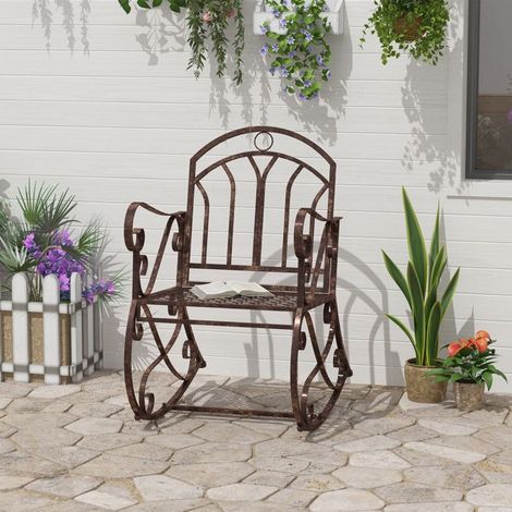 Fauteuil à bascule - Vintage - Fer massif - Grand confort - Rouge bronze