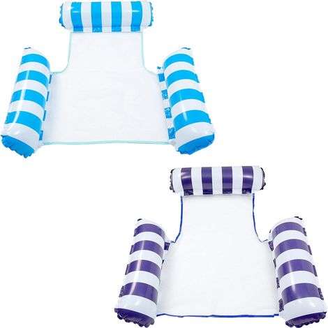 Lot de 2 hamacs aquatiques gonflables, matelas flottant multifonction pour piscine, accessoire de loisir pour adultes et enfants