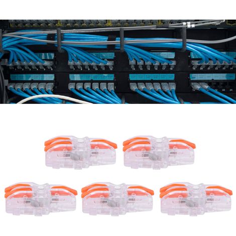 Packung mit 20 transparenten T-förmigen Schnellanschlussklemmen, Druckknopfverbinder, Parallelverbinder, ein Eingang, zwei Ausgänge, SPL-F12 transparent orange (1/5)