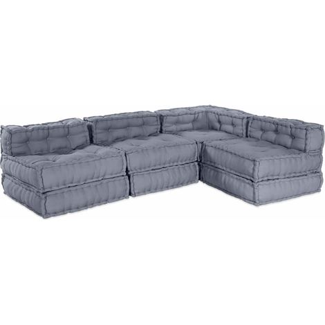 vidaXL Modulare Sofagarnitur 4 pcs Grau Stoff (1/5)