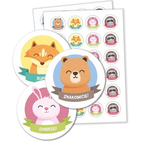 Adesivi motivazionali LearnHow per bambini - Animali, 48 pezzi