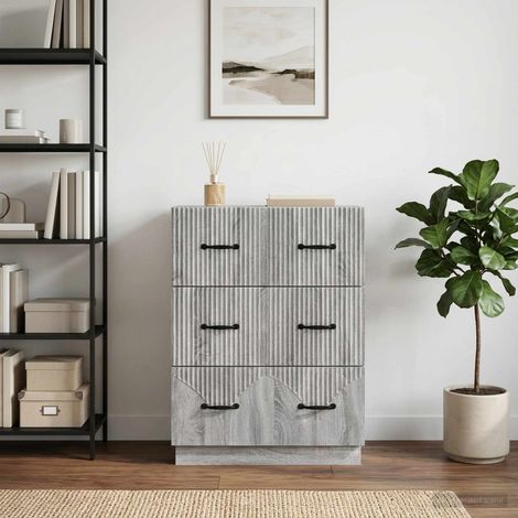 Armoire à tiroirs 3 compartiments en bois d’ingénierie Sonoma gris 66 x 34,5 x 87 cm - PANGIVO (1/5)