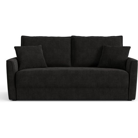 Canapé convertible 3 places en tissu tramé toucher doux noir LUXO (1/5)