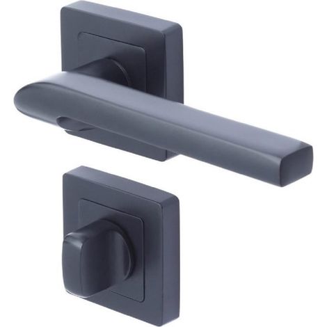 Poignée de porte carré de 7 noir Modèle Sienna - verrouillage bouton (1/5)
