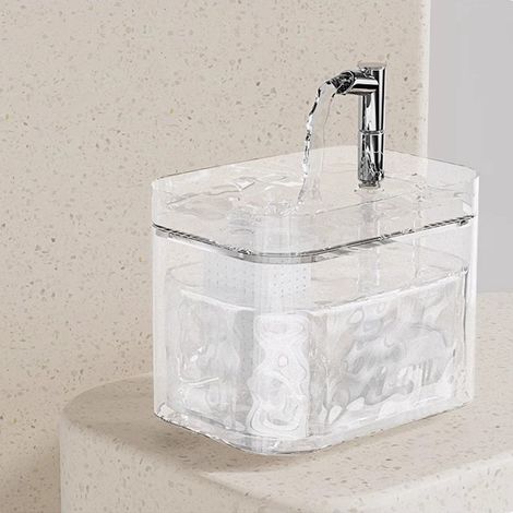 Fontaine à eau pour animaux lot de 1 avec pompe silencieuse filtre circulation automatique couvercle transparent alimentation USB pour chiens chats et oiseaux (1/5)