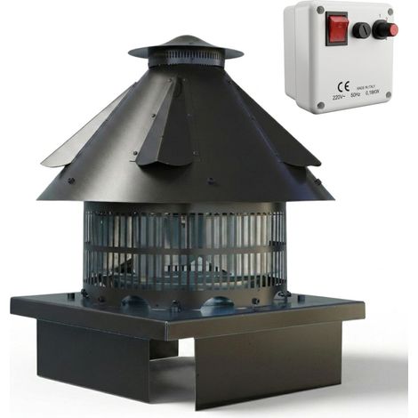 MAKA Aspiratore Elettrico per Camino, Tiracamino Multivelocità 230V, Motore IP55 0.18KW, Portata 1000 mc/h, 4 Velocità, Lamiera Testa di Moro Base 320x320 mm (1/5)