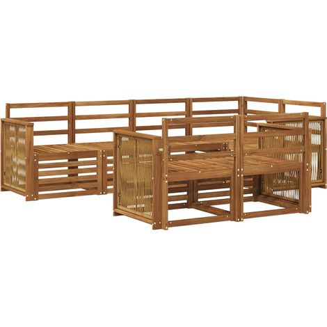 Sectional Sofa Set 6 pcs Natural Solid Acacia Wood vidaXL (1/5)