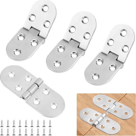 Lot de 8 petites charnières pliantes pour table pliante à 180 ° - Petites charnières pour tables, portes, machines à coudre (argentées) (1/5)