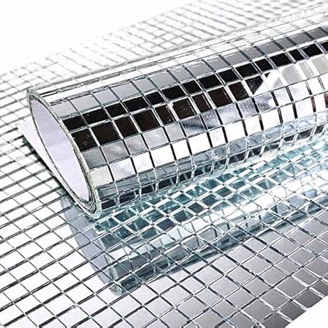 3600 pièces de carreaux miroir carrés en verre scintillant, autocollants, décorations de Noël, artisanat fait main (Argent, 5 x 5 mm x 6 feuilles) (1/5)