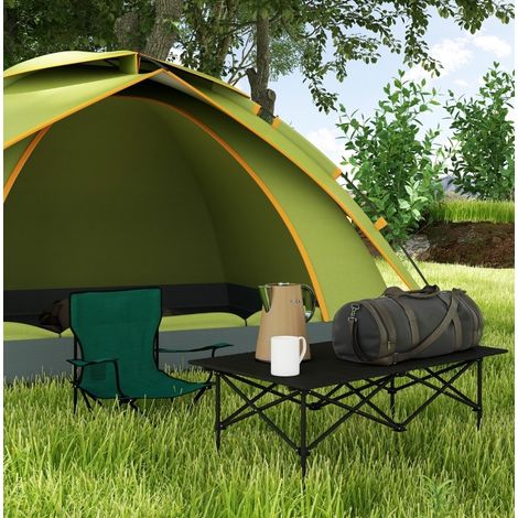 Mesa plegable camping aluminio negra portátil OKMYHOME (1/3)