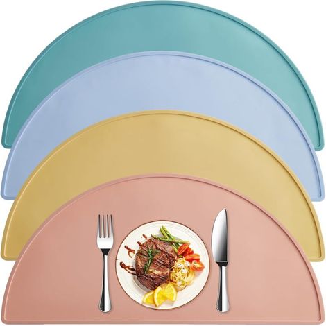 Sets Table Silicone – Lot 4 – Résistants Chaleur/Eau – Faciles Nettoyer – Enfants – Extérieur/Fêtes – Durables (1/5)