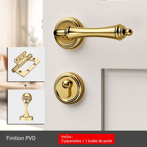 Serrure à poignée européenne or PVD avec charnières et butoir pvd 3 pièces 1 2,8 kg – Livraison gratuite