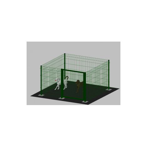 RECINTO-BOX MODULARE PER CANI IN FERRO ZINCATO E VERNICIATO VERDE-CON PALI A TASSELLARE - cm 200x200x102h (1/4)